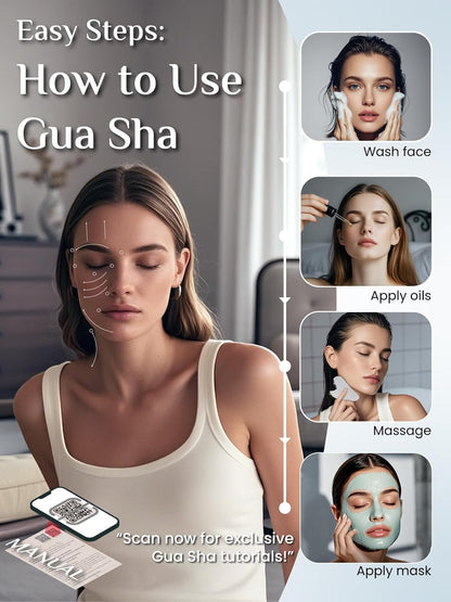Gua Sha Facial Tools, Stainless Steel Guasha Tool for Acupuncture, Manual Massage Tool for Jawline Sculpting and Puffiness Reducing, Gua Sha Facial Massage Tool, Skin-Care Gift (Silver)